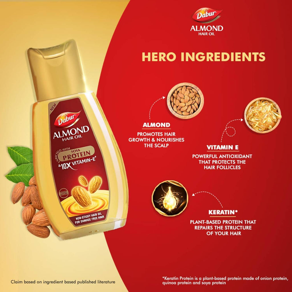 Almond Hair Oil 95ml + Free Pack - Dabur Dabur 