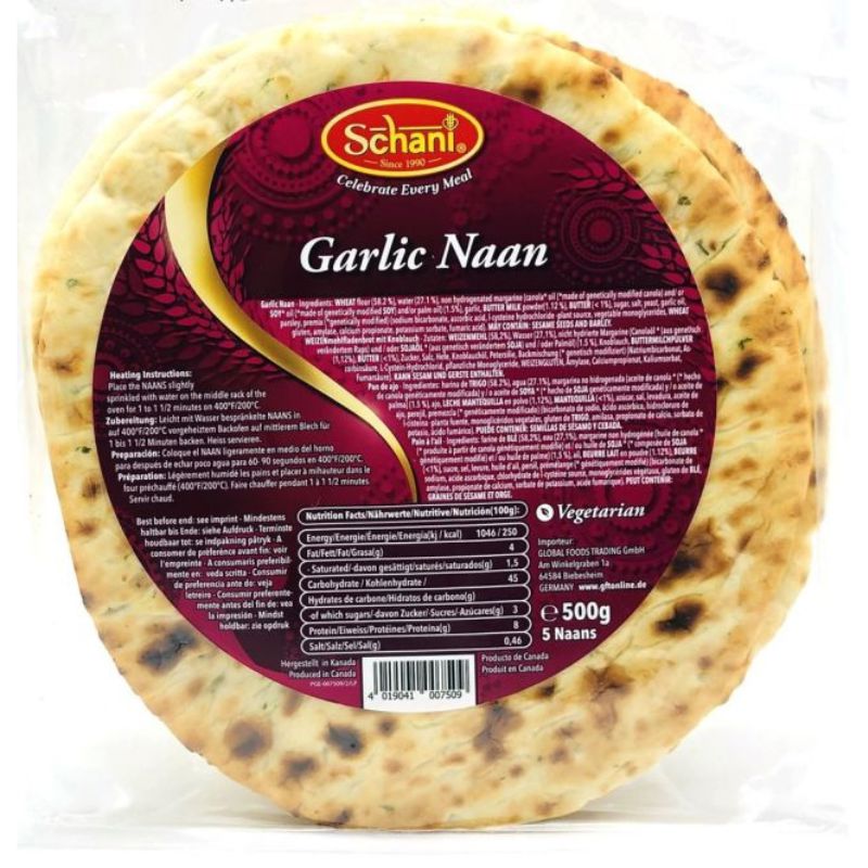 Garlic Naan 500g - Schani READY TO EAT Schani 