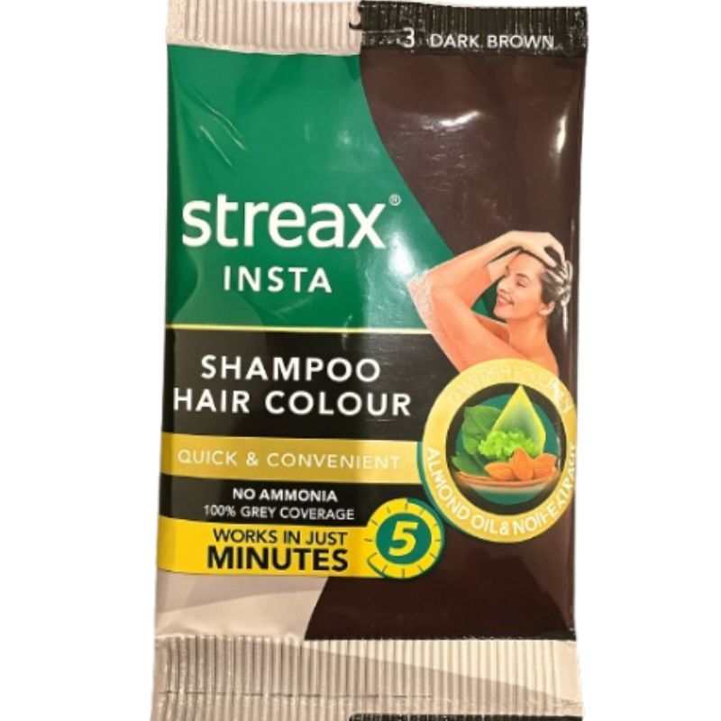 Instant Shampoo Dark Brown Hair Colour 25ml - Streax Beauty Streax 
